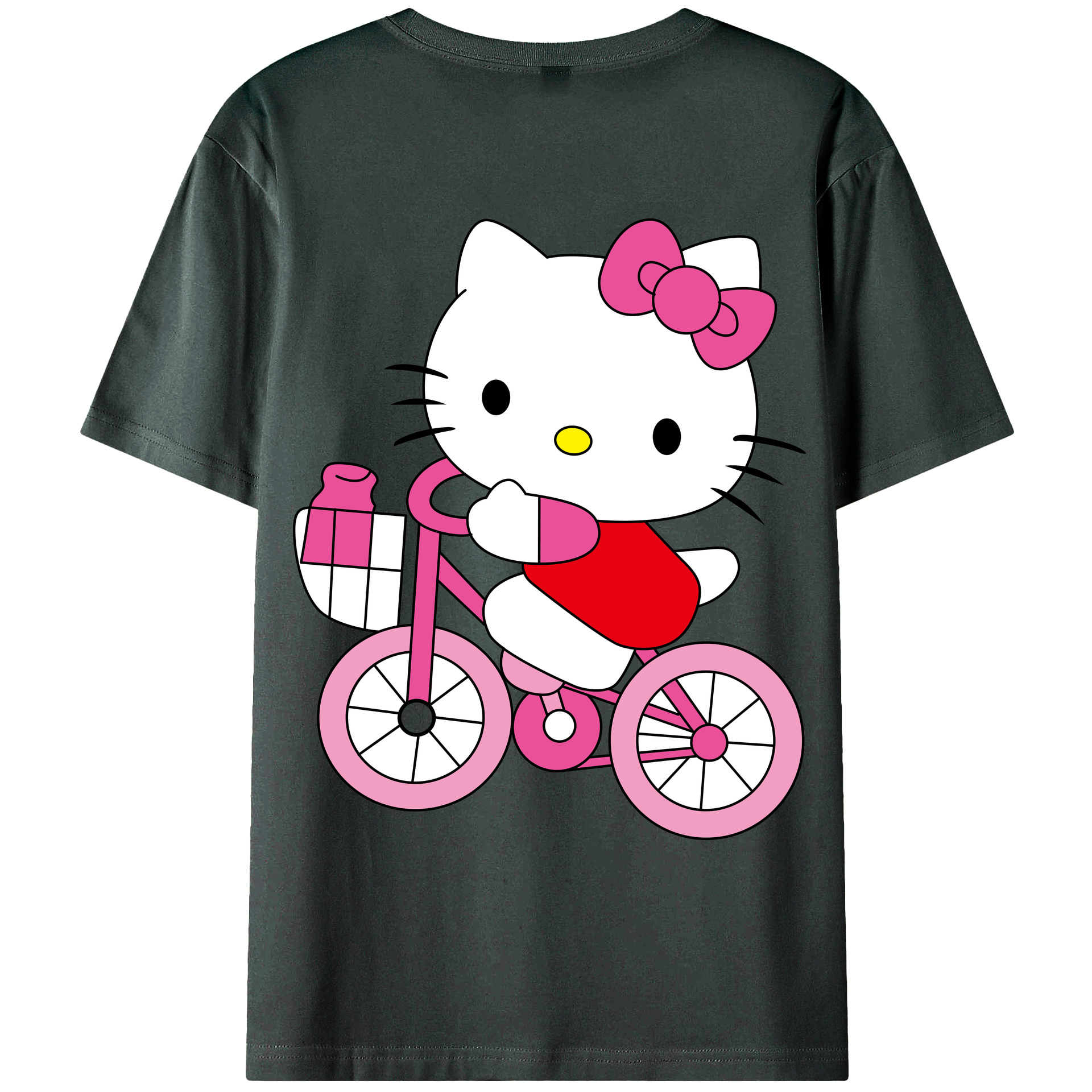 （画像用） Hello Kitty ハローキティ 綿100％ メンズ半袖Tシャツ（バックプリント） 通気性